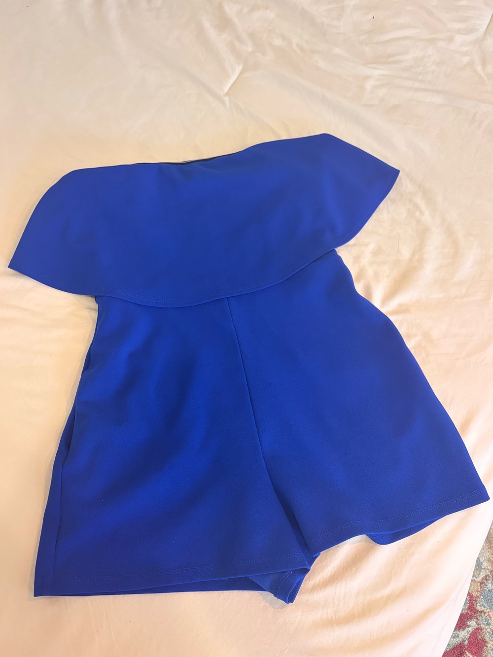 Strapless Ruffle Royal Blue Romper